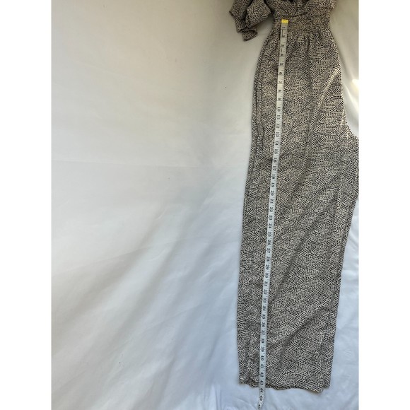 Japna Wide Leg Jumpsuit V Neck Animal Print Sz L Smocked Waist Surplice Boho - Picture 10 of 12